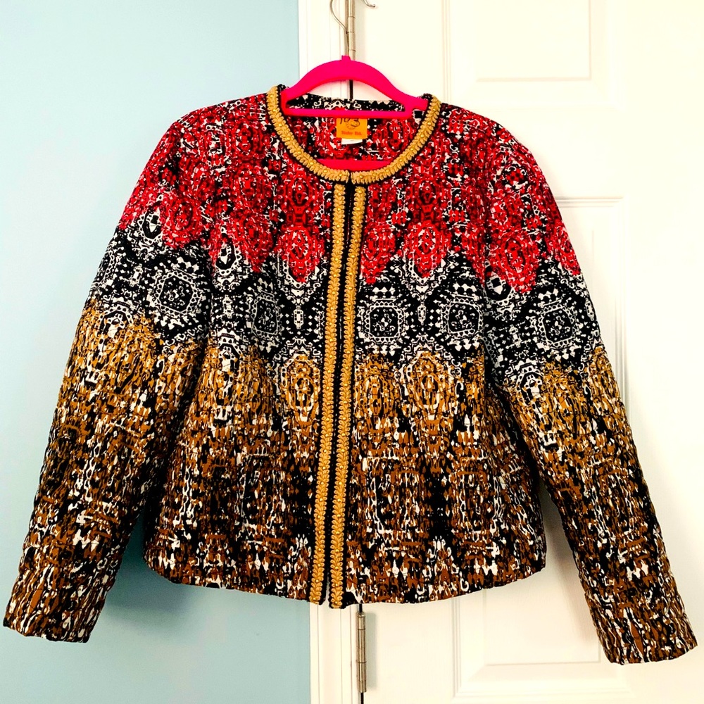 Quilted Boho Embellished Vintage Paisley Jacket L
